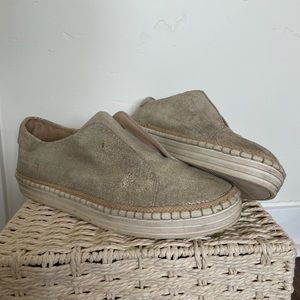 Glittery, leather, slip on flats